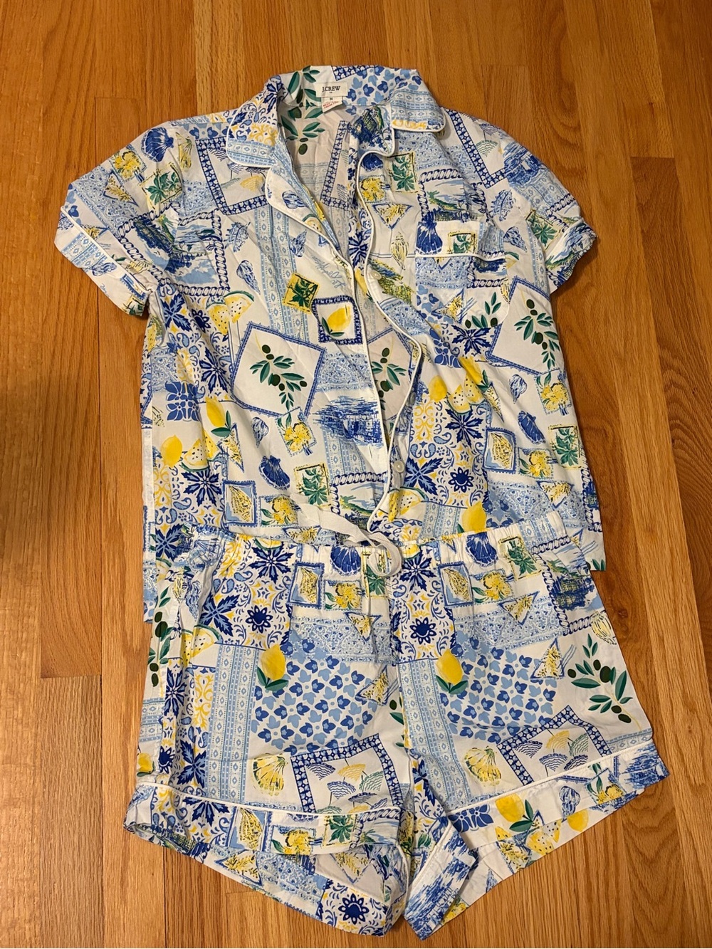 J. Crew Blue, Yellow & White Short Sleeve pajama set